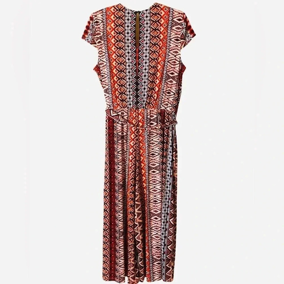 SANDRA DARREN Multicolored Jumpsuit Size L, V-Neck, Wide Leg - Picture 2 of 6